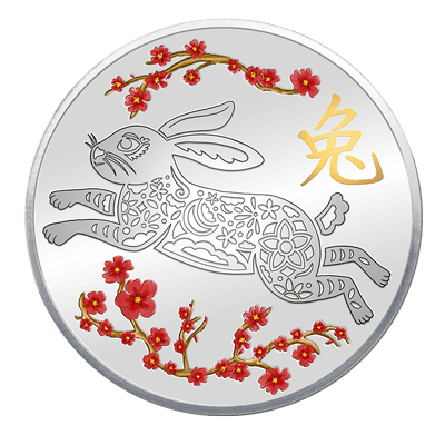 A picture of a 1 oz. TD Year of the Reliable Rabbit Silver Round